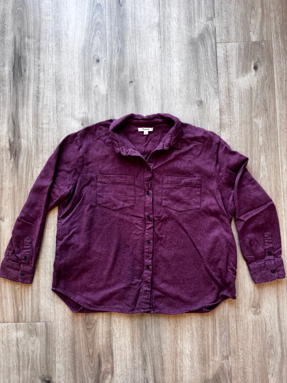 Madewell Oversized Burgandy Flannel Shirt with Pockets XL
